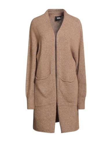 Alpha Studio Woman Cardigan Sand Size 10 Alpaca Wool, Polyamide, Cotton, Modal, Elastane In Brown