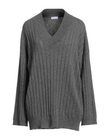 Brunello Cucinelli Woman Sweater Grey Size M Cashmere, Brass In Gray