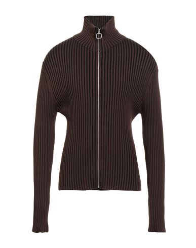 Sandro Man Cardigan Brown Size Xl Acrylic, Wool In Brown