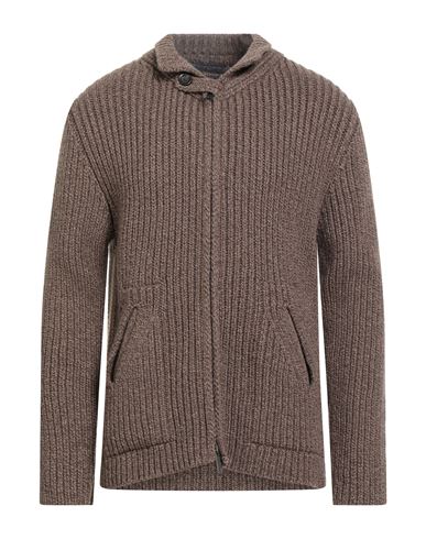 Daniele Fiesoli Man Cardigan Dark Brown Size Xxl Merino Wool, Polyamide In Brown