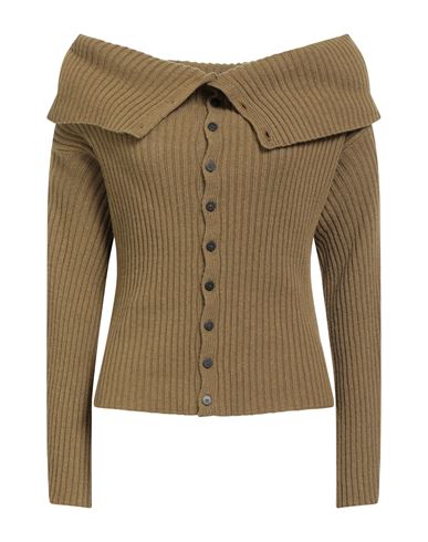 Tela Woman Cardigan Military Green Size M Mohair Wool, Viscose, Polyamide, Cashmere In Green