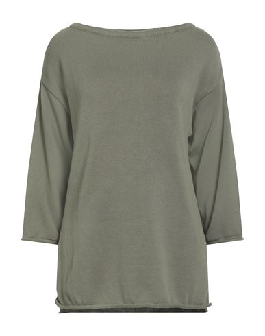 Kontatto Woman Sweater Military Green Size Onesize Cotton In Gray