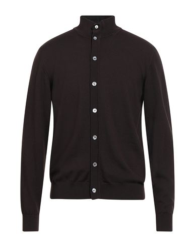 Daniele Fiesoli Man Cardigan Dark Brown Size L Merino Wool In Brown
