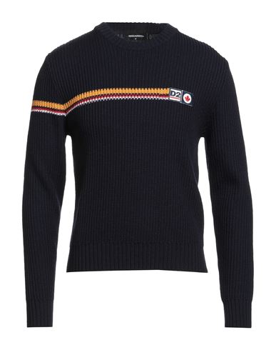 Dsquared2 Man Sweater Navy Size L Virgin Wool In Blue