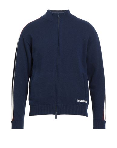 Dsquared2 Man Cardigan Navy Size L Wool, Viscose, Polyester In Blue