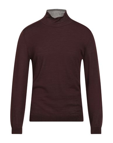 John Varvatos Man Turtleneck Chocolate Brown Size L Alpaca Wool, Silk In Brown