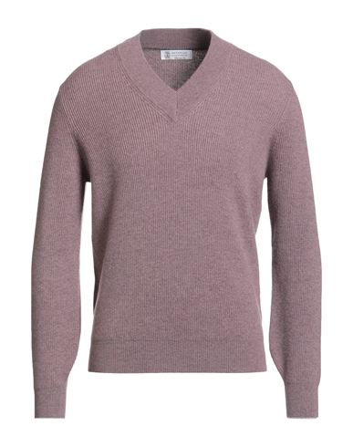 Brunello Cucinelli Cashmere Man Sweater Mauve Size 40 Cashmere In Purple