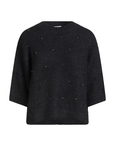 Brunello Cucinelli Woman Sweater Midnight Blue Size M Alpaca Wool, Polyamide, Wool, Pyrite In Black