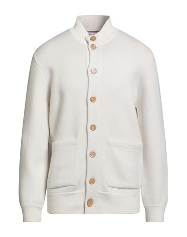 Brunello Cucinelli Cashmere Man Cardigan White Size 44 Virgin Wool, Cashmere, Silk, Polyamide, Elast In White