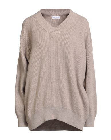 Brunello Cucinelli V-neck Long-sleeved Sweater In Neutral