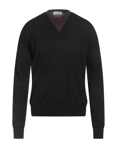 Jil Sander Man Sweater Black Size 40 Virgin Wool, Polyester In Black
