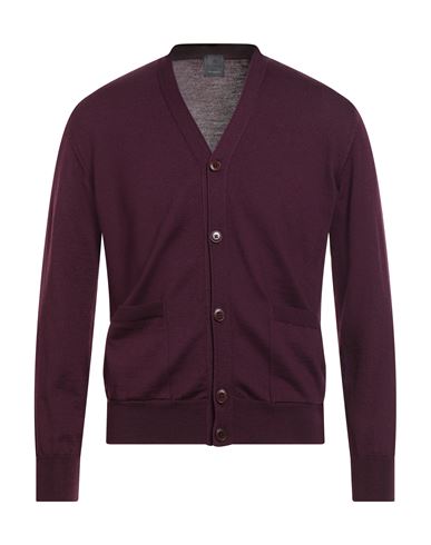 Dalmine Man Cardigan Plum Size 40 Merino Wool In Purple