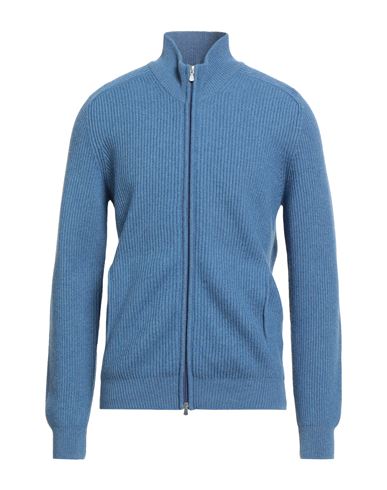 Gran Sasso Man Cardigan Azure Size 48 Virgin Wool, Viscose, Cashmere In Blue