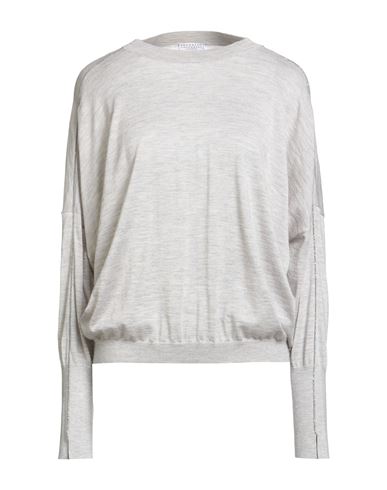 Brunello Cucinelli Cashmere Woman Sweater Light Grey Size Xs Cashmere, Silk, Ecobrass In Gray
