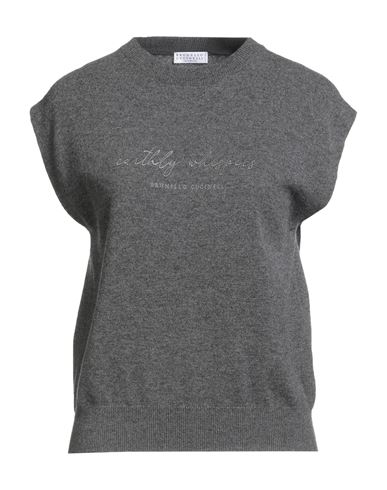 Brunello Cucinelli Woman Sweater Charcoal Size M Virgin Wool, Cashmere, Silk In Gray