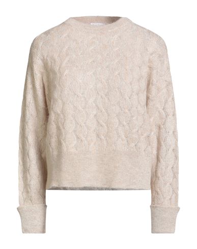 Brunello Cucinelli Woman Sweater Beige Size Xxl Mohair Wool, Polyamide, Wool, Metallic Fiber In Brown