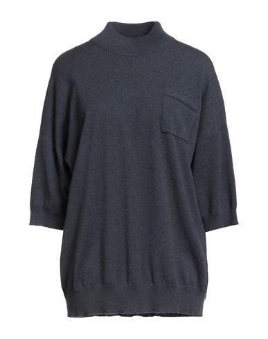 Brunello Cucinelli Cashmere Woman Turtleneck Navy Size M Cashmere In Blue