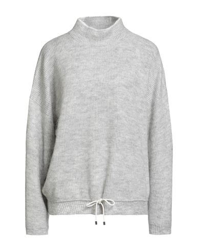 Brunello Cucinelli Woman Turtleneck Light Grey Size M Mohair Wool, Polyamide, Wool In Gray