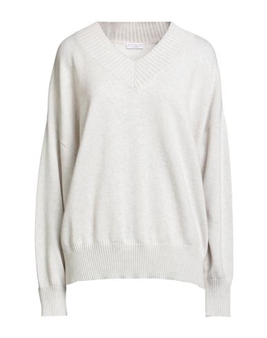 Brunello Cucinelli Cashmere Woman Sweater Light Grey Size Xxl Cashmere In White