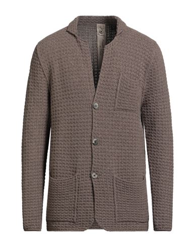 H953 Man Cardigan Khaki Size 40 Merino Wool, Cashmere In Brown