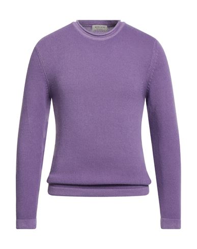 Wool & Co Man Sweater Purple Size S Merino Wool In Animal Print