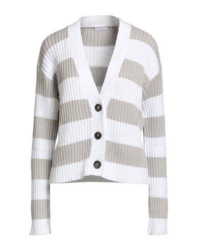Brunello Cucinelli Woman Cardigan Grey Size Xl Cotton, Polyester In Multi