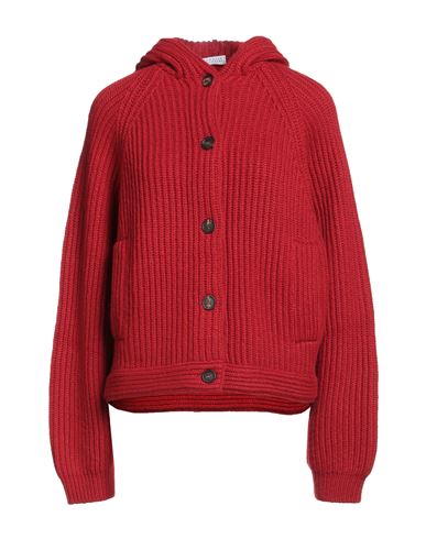 Brunello Cucinelli Woman Cardigan Red Size M Cashmere, Brass In Red