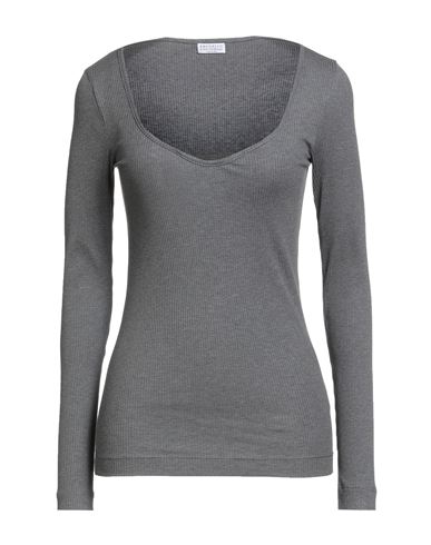 Brunello Cucinelli Woman Sweater Grey Size Xxl Cotton, Elastane, Ecobrass In Gray