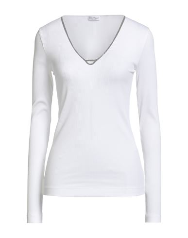 Brunello Cucinelli Woman Sweater White Size L Cotton, Elastane In White