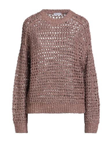 Brunello Cucinelli Woman Sweater Brown Size M Silk, Linen, Polyamide, Polyester In Brown