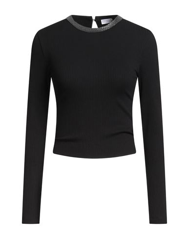 Brunello Cucinelli Woman Sweater Black Size 3xl Cotton, Elastane, Recycled Brass In Black