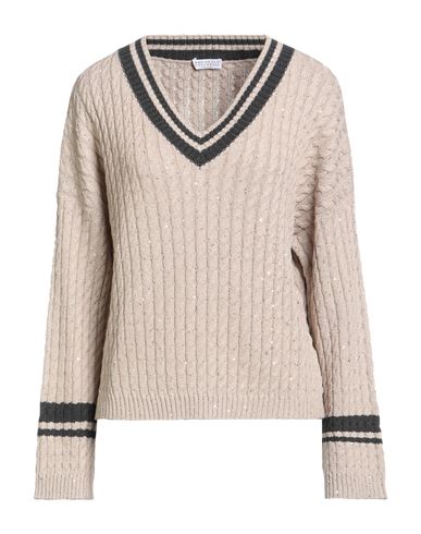 Brunello Cucinelli Woman Sweater Beige Size M Cotton, Polyester In Neutral