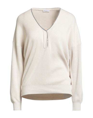 Brunello Cucinelli Woman Sweater Beige Size Xl Cotton, Ecobrass In Neutral