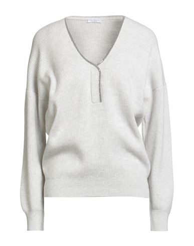 Brunello Cucinelli Cashmere Woman Sweater Light Grey Size Xl Cashmere, Ecobrass In Gray