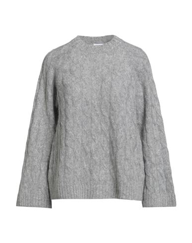 Brunello Cucinelli Woman Sweater Grey Size L Wool, Mohair Wool, Ecobrass In Gray