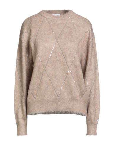 Brunello Cucinelli Cashmere Woman Sweater Taupe Size 3xl Mohair Wool, Virgin Wool, Wool, Polyamide,  In Brown