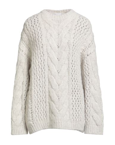 Brunello Cucinelli Woman Sweater Light Grey Size M Alpaca Wool, Polyamide, Wool, Brass In Neutral
