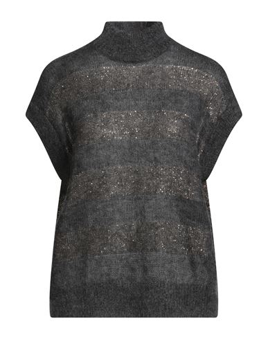 Brunello Cucinelli Grey Striped Sweater In Mohair Blend In Gray