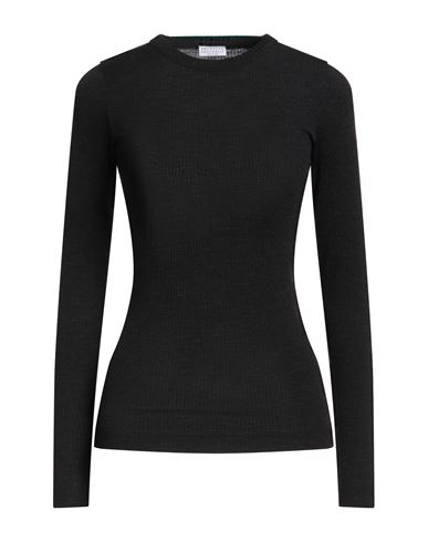 Brunello Cucinelli Woman Sweater Black Size Xl Wool, Brass In Black
