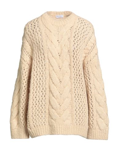 Brunello Cucinelli Woman Sweater Beige Size M Alpaca Wool, Polyamide, Wool In Neutral