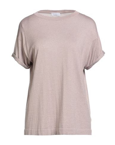 Brunello Cucinelli Cashmere Woman Sweater Blush Size Xxl Cashmere, Silk, Polyamide, Metallic Polyest In Pink