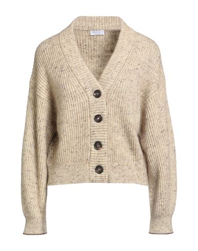 Brunello Cucinelli Woman Cardigan Beige Size L Wool, Polyamide, Mohair Wool, Linen In Neutral