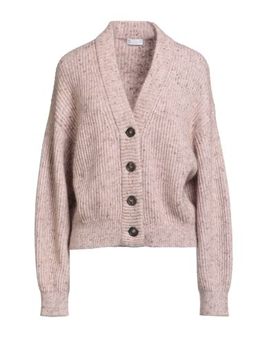 Brunello Cucinelli Woman Cardigan Antique Rose Size Xl Wool, Polyamide, Mohair Wool, Linen In Pink
