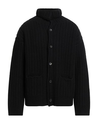 Laneus Man Cardigan Black Size 40 Merino Wool In Black