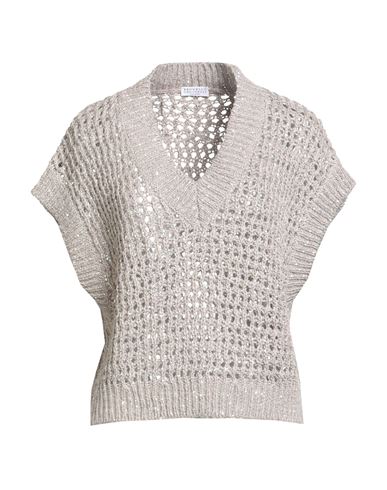 Brunello Cucinelli 3d Diamond Net Grey Silk Vest In Gray