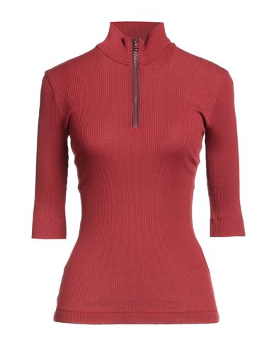 Brunello Cucinelli Woman Turtleneck Brick Size Xl Wool, Brass In Red