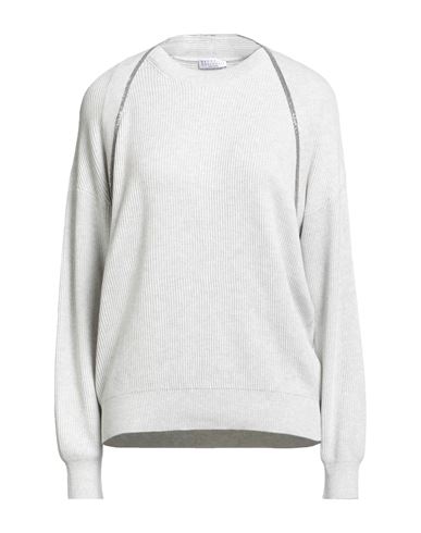 Brunello Cucinelli Woman Sweater Light Grey Size M Cotton, Ecobrass In Gray