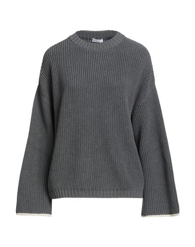 Brunello Cucinelli Woman Sweater Charcoal Size M Cotton, Ecobrass In Gray