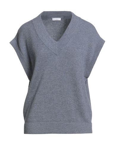 Brunello Cucinelli Woman Sweater Slate Blue Size M Cashmere, Brass In Blue