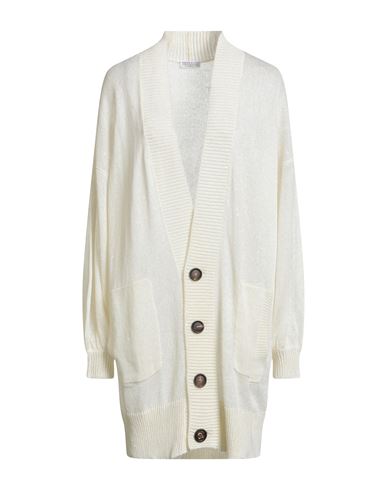 Brunello Cucinelli Woman Cardigan Ivory Size L Linen, Silk In Neutral